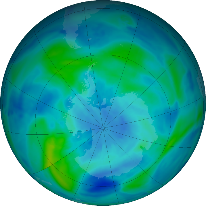 Antarctic ozone map for 27 March 2023